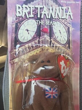 Rare Britannia The Bear With 2 Errors Plush - Brown with Union Jack